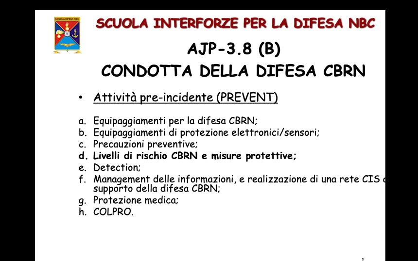 Audio - DOTTRINA CBRN ATTIVITA ATP IV