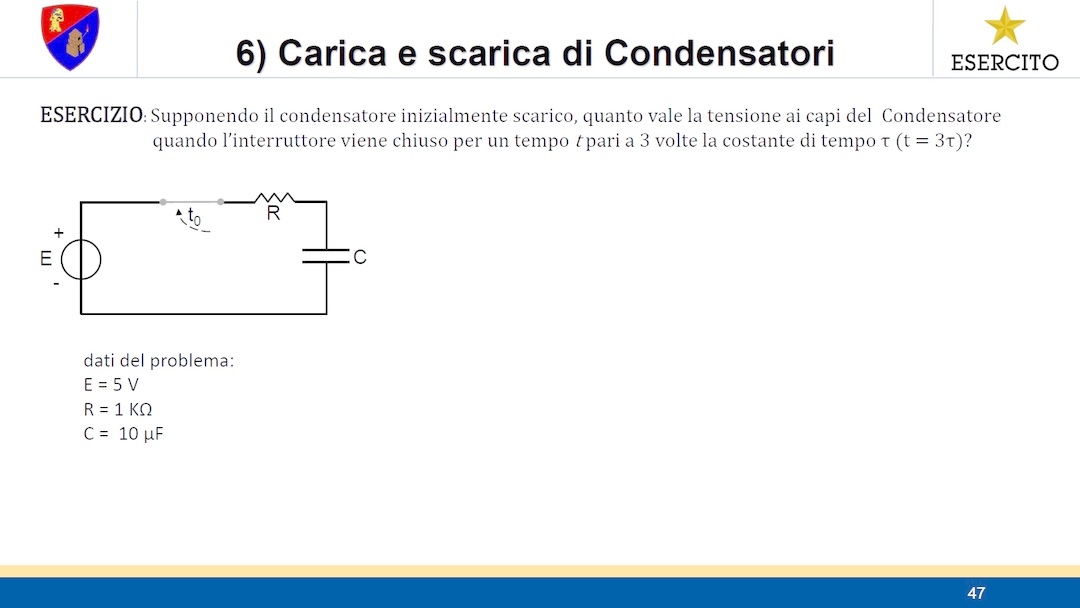 ELETTROTECNICA - Esercizio 4 - Carica e Scarica di Condensatori